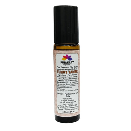 Pujahaat Tummy Tamer Aromatherapy Roll-on | Blend of pure & natural Essential Oils |  for Mind & Body | Crafted by Certified Aromatherapists 10ml/0.33 fl oz - Tummy Tamer Roll-on