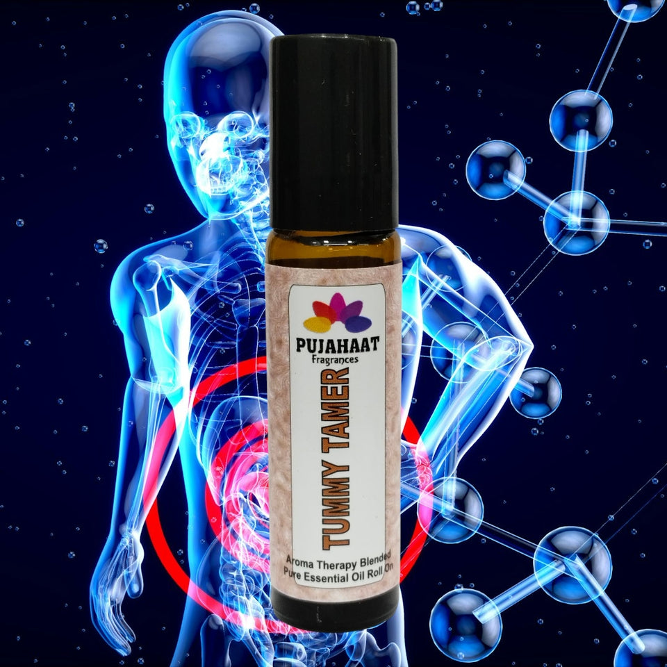 Pujahaat Tummy Tamer Aromatherapy Roll-on | Blend of pure & natural Essential Oils |  for Mind & Body | Crafted by Certified Aromatherapists 10ml/0.33 fl oz - Tummy Tamer Roll-on