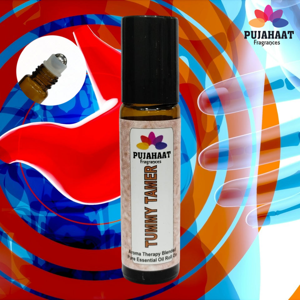 Pujahaat Tummy Tamer Aromatherapy Roll-on | Blend of pure & natural Essential Oils |  for Mind & Body | Crafted by Certified Aromatherapists 10ml/0.33 fl oz - Tummy Tamer Roll-on