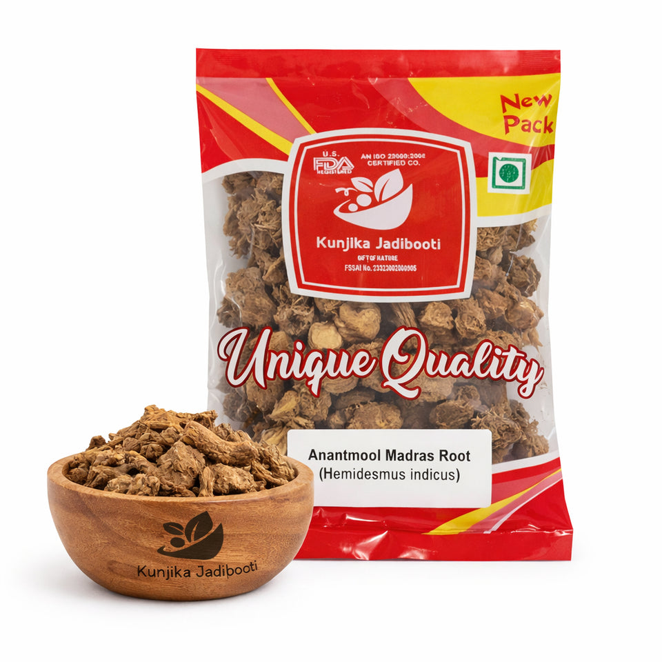 Kunjika Jadibooti Anantmool / Anantmul / Kapuri / Sariva / Sugandhipala / Upalsari / Uparsal / Nannari / Sogade Beru | Jadi Booti Whole - 100 gm
