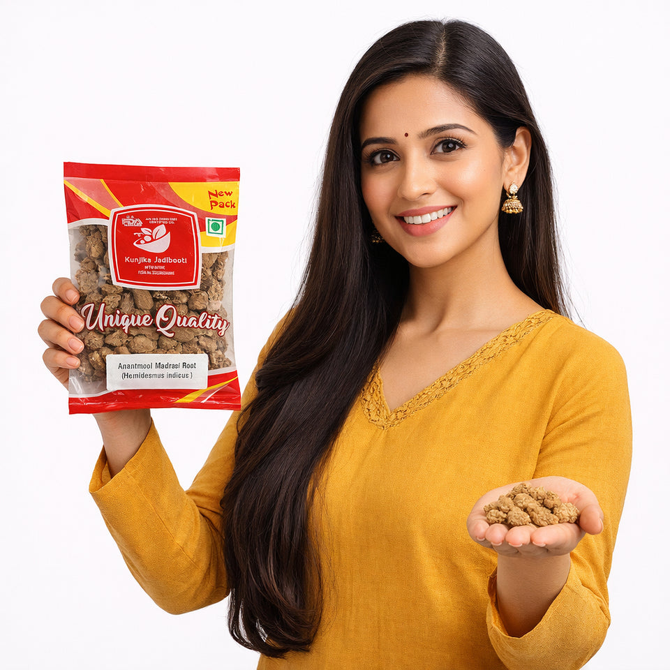 Kunjika Jadibooti Anantmool / Anantmul / Kapuri / Sariva / Sugandhipala / Upalsari / Uparsal / Nannari / Sogade Beru | Jadi Booti Whole - 100 gm
