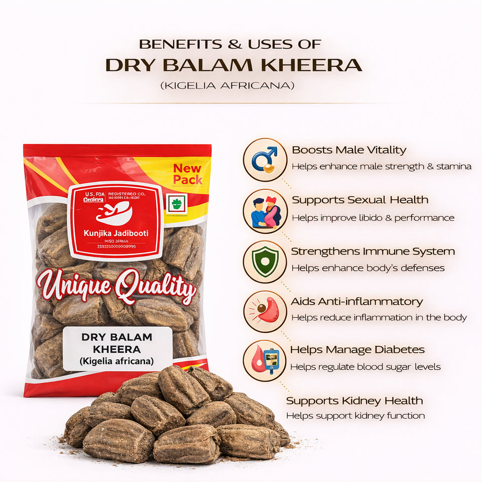Kunjika Jadibooti Balam Kheera Dry - Balam Khera - Kigelia africana - Dry Balam Khira | Jadi Booti Whole - 100 gm