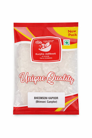 Kunjika Jadibooti Bhimseni Kapoor Original, Bhimseni Camphor Finest for Pooja, Meditation & Diffuser - 100 gm
