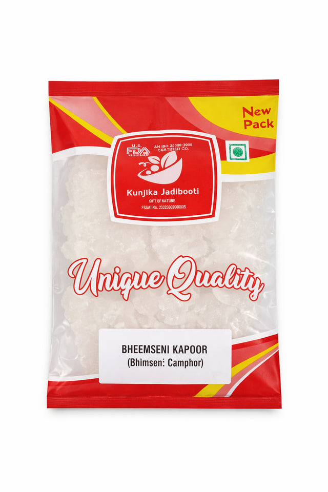 Kunjika Jadibooti Bhimseni Kapoor Original, Bhimseni Camphor Finest for Pooja, Meditation & Diffuser - 100 gm