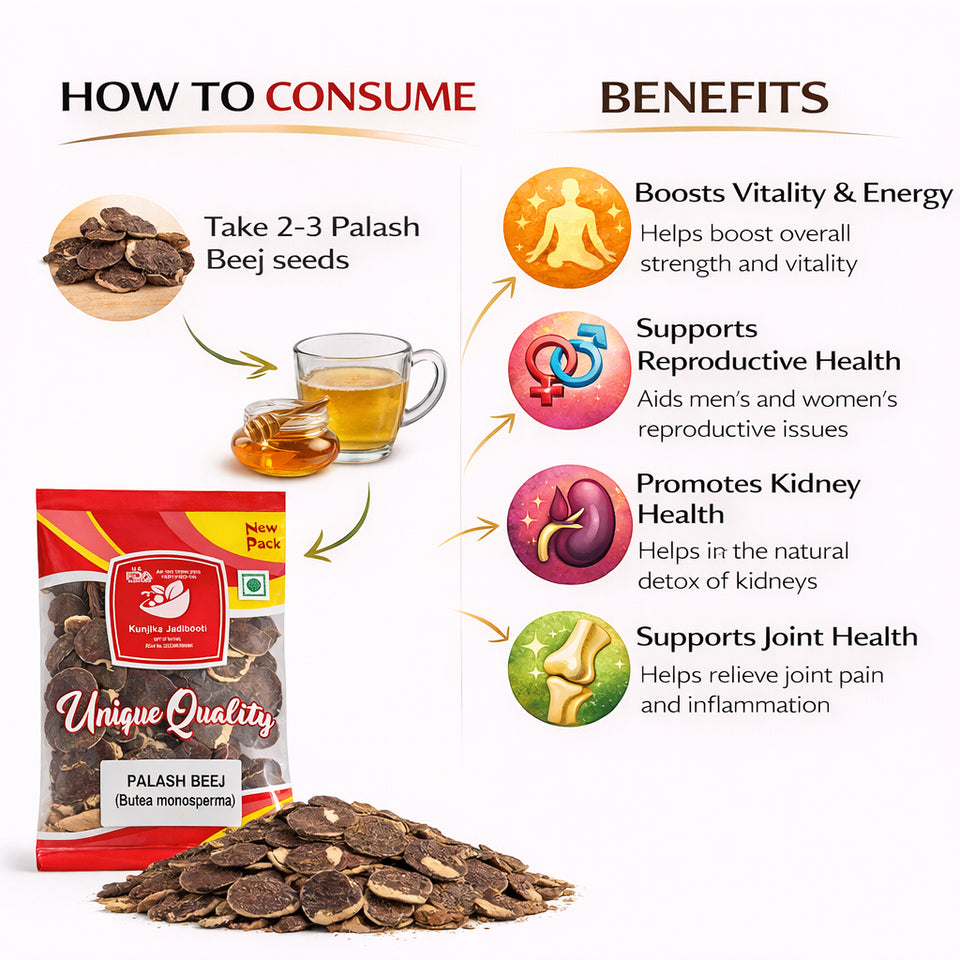 Kunjika Jadibooti Palash Beej - Palash Seeds - Tesu Beej - Bilas Papda - Butea Monosperma - 100 gm