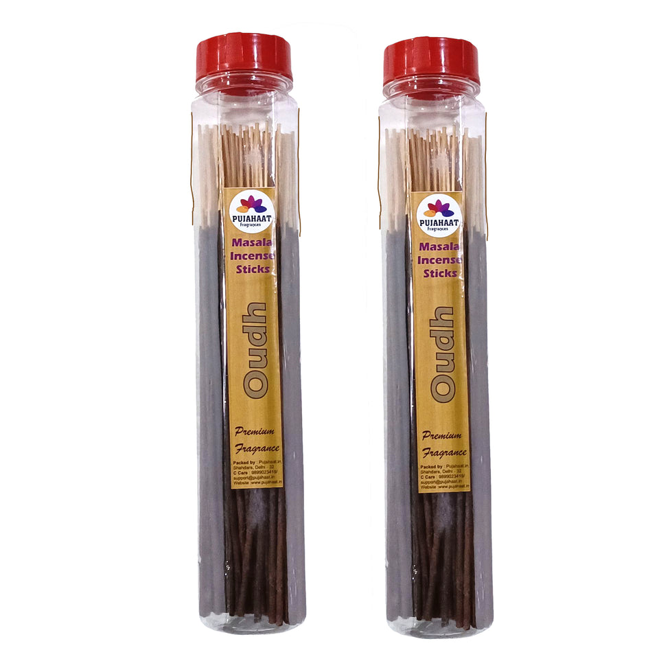 Pujahaat Premium Scented Incense Stick Masala Agarbatti | No Charcoal Incense Sticks, 100% Herbal Fragrance Agarbatti, 0% Sulphates - Oudh Fragrance