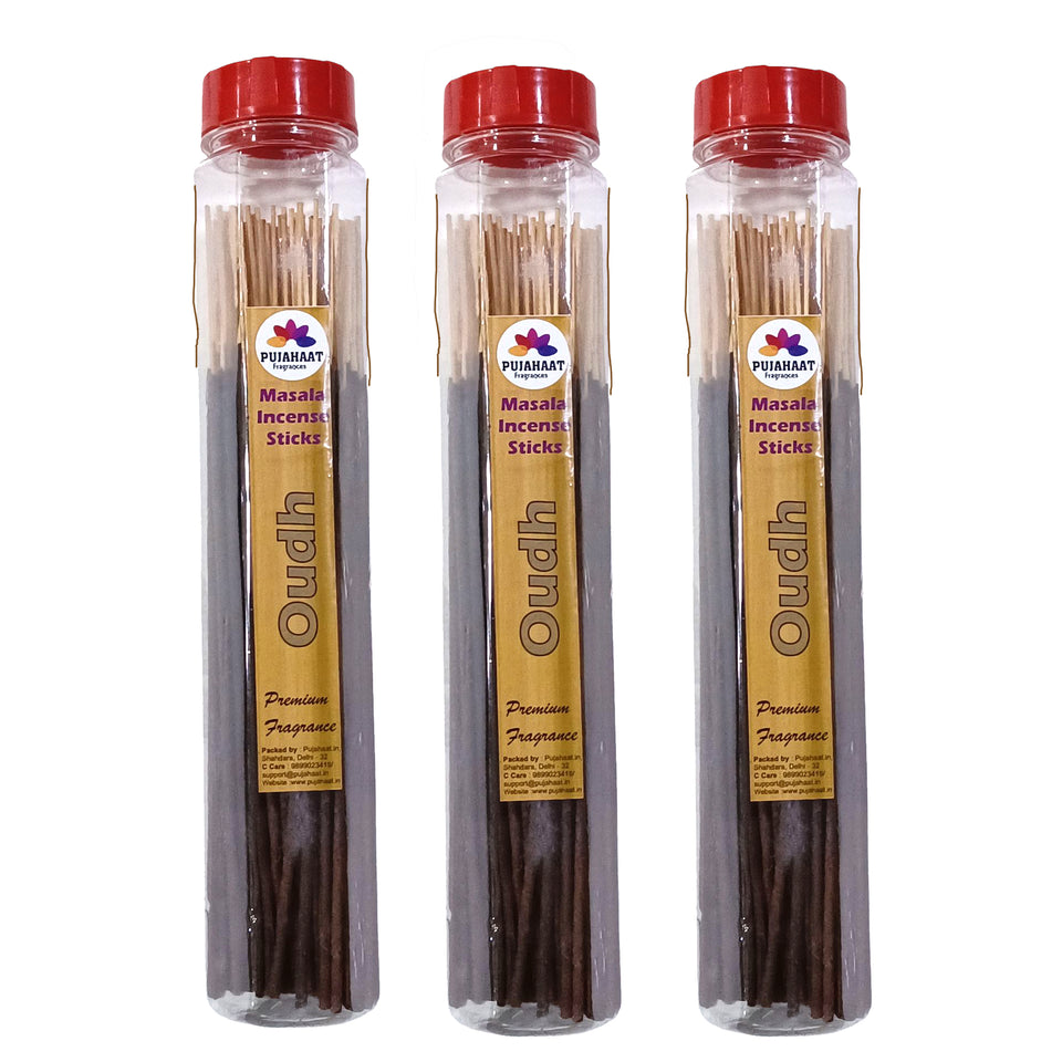 Pujahaat Premium Scented Incense Stick Masala Agarbatti | No Charcoal Incense Sticks, 100% Herbal Fragrance Agarbatti, 0% Sulphates - Oudh Fragrance