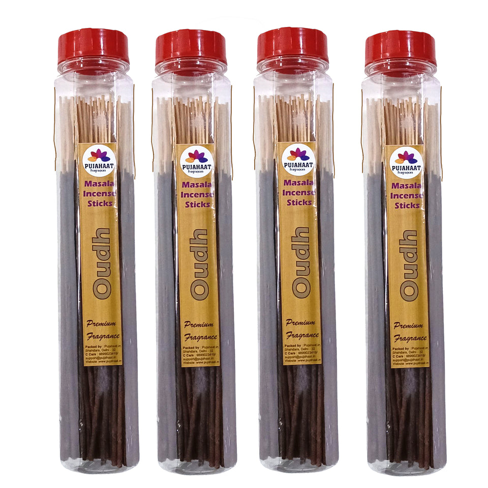 Pujahaat Premium Scented Incense Stick Masala Agarbatti | No Charcoal Incense Sticks, 100% Herbal Fragrance Agarbatti, 0% Sulphates - Oudh Fragrance