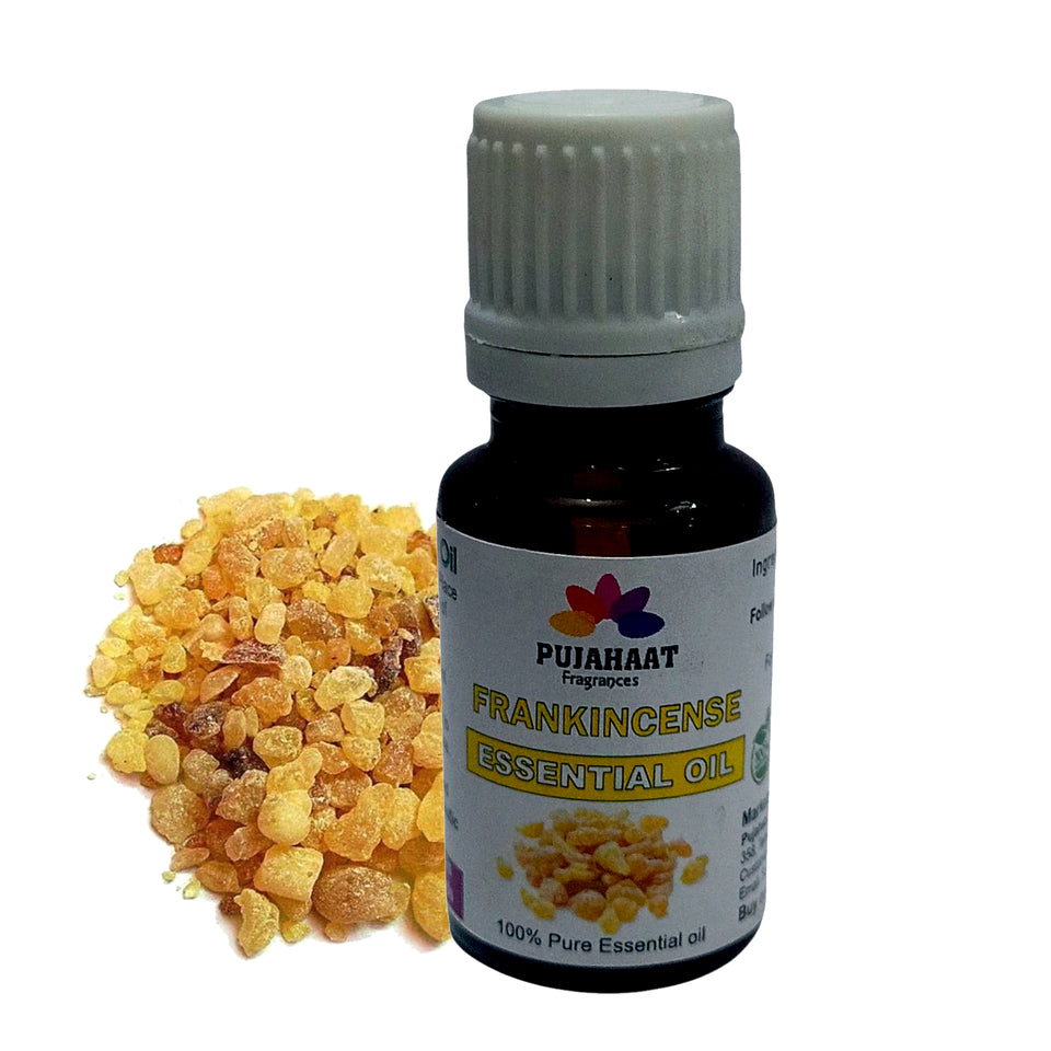 Pujahaat Frankincense Oil - Pure and Undiluted Frankincense Essential Oil for Skin Tightening, Fine Lines, and Aromatherapy Benefits - Ideal for face - Vegan & Cruelty free - 15 ml