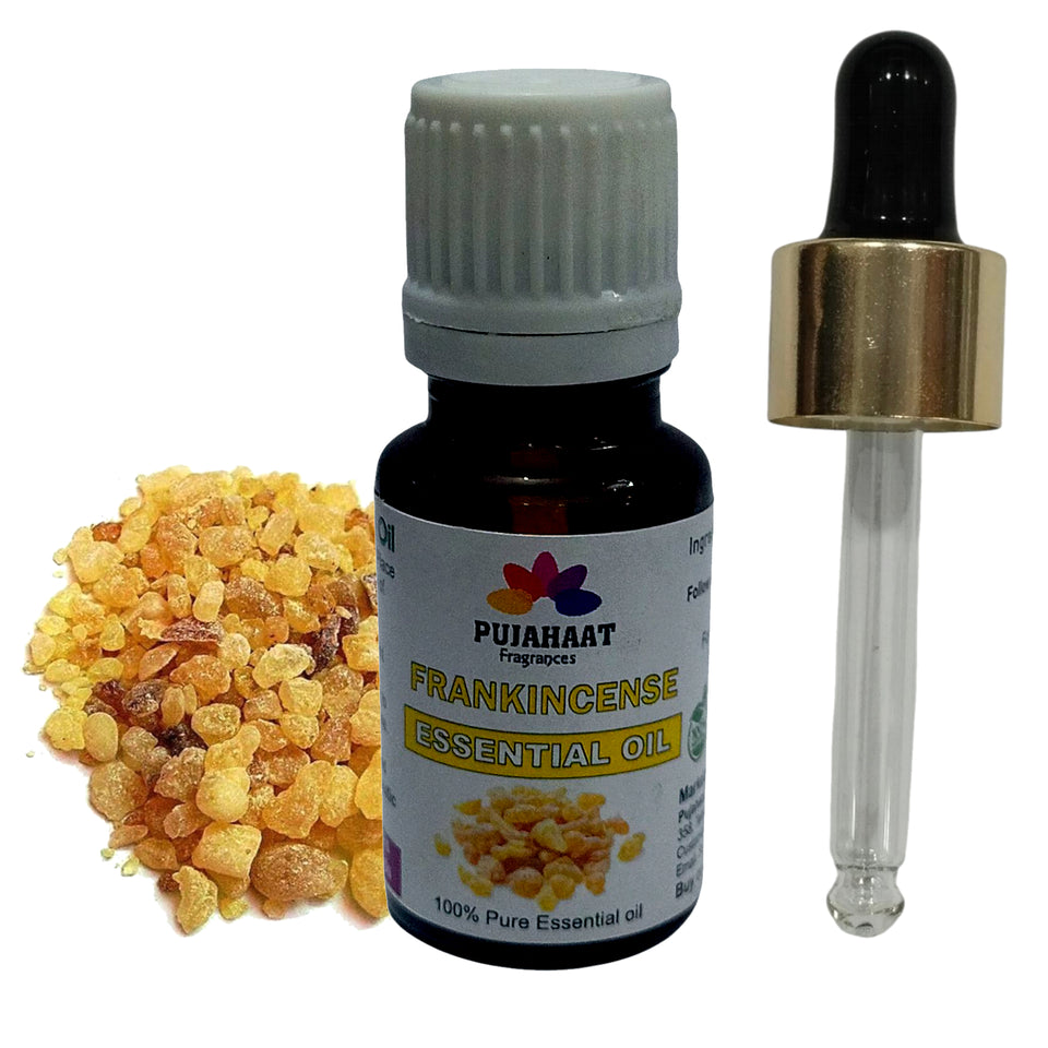 Pujahaat Frankincense Oil - Pure and Undiluted Frankincense Essential Oil for Skin Tightening, Fine Lines, and Aromatherapy Benefits - Ideal for face - Vegan & Cruelty free - 15 ml