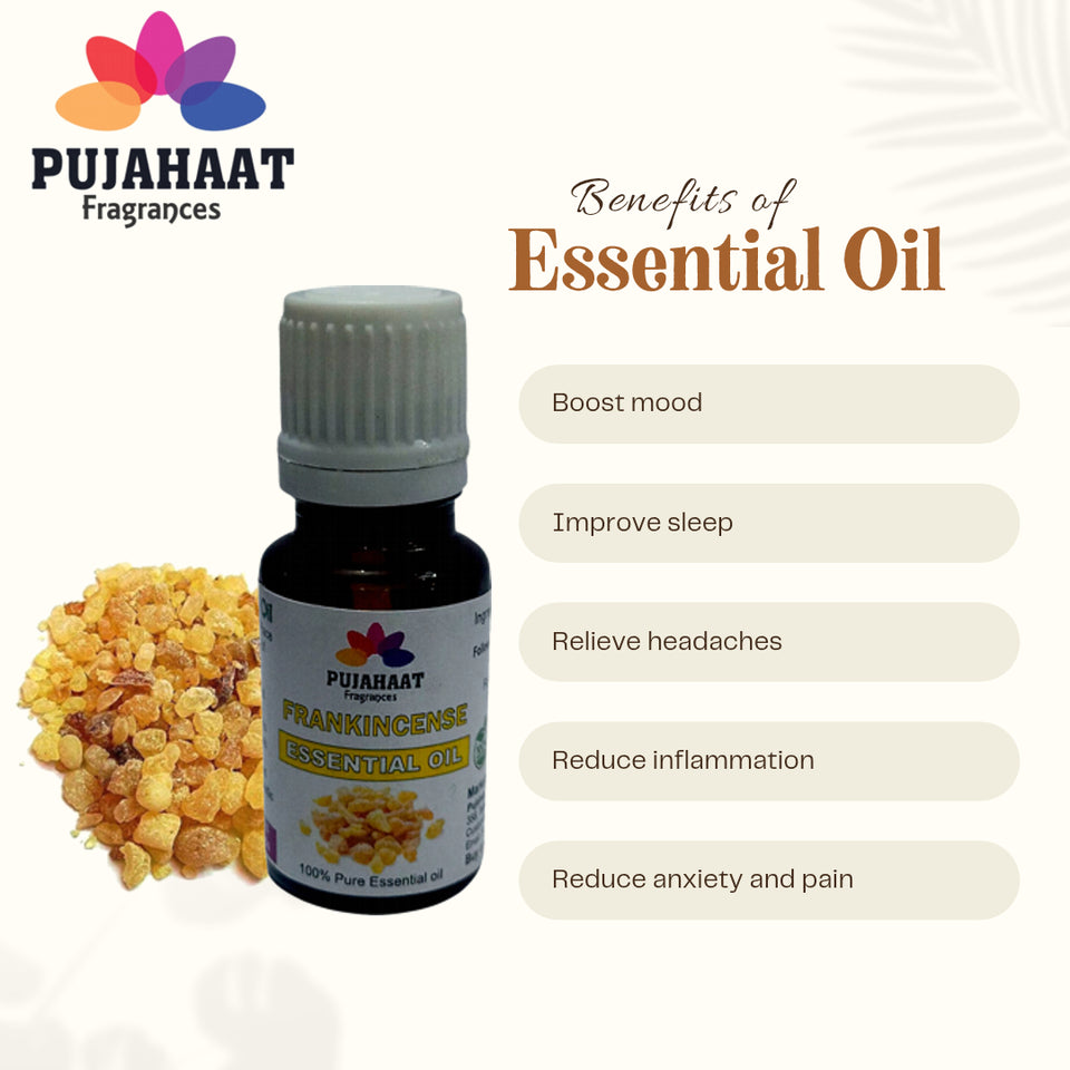 Pujahaat Frankincense Oil - Pure and Undiluted Frankincense Essential Oil for Skin Tightening, Fine Lines, and Aromatherapy Benefits - Ideal for face - Vegan & Cruelty free - 15 ml