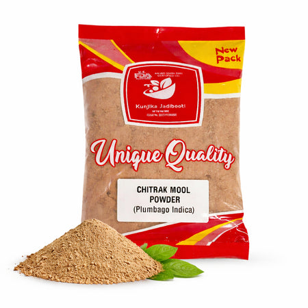 Kunjika Jadibooti Chitrak Mool Powder - Chitrak Jadd - Chita Jadd - Plumbago Indica - Plumbago zeylanica Powder- 100 gm