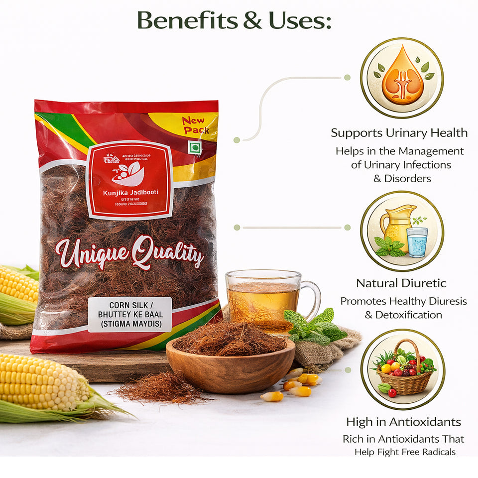 Kunjika Jadibooti Corn Silk | Corn Silk Hair | Maize Hair | Makai Hair for Natural Health Care- 100 gm