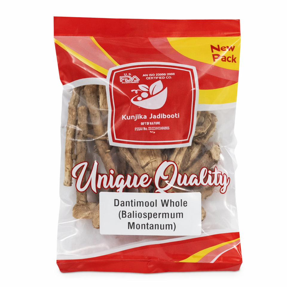 Kunjika Jadibooti Dantimool - Danti Mool - Danti - Hakum - Biliospermum - Montanum - Wild Castor - Red Physic Nut Dried Herb - 100 gm