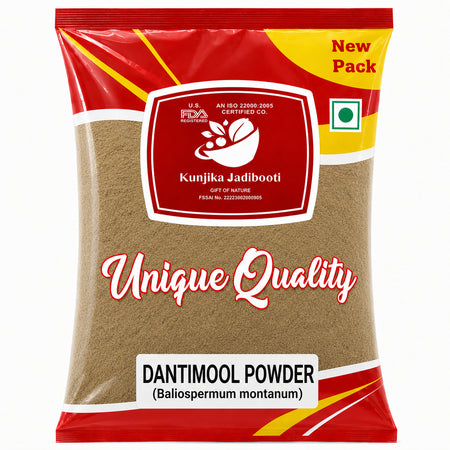 Kunjika Jadibooti Dantimool Powder - Danti Mool - Danti - Hakum - Biliospermum - Montanum - Wild Castor - Red Physic Nut Dried Herb Powder - 100 gm
