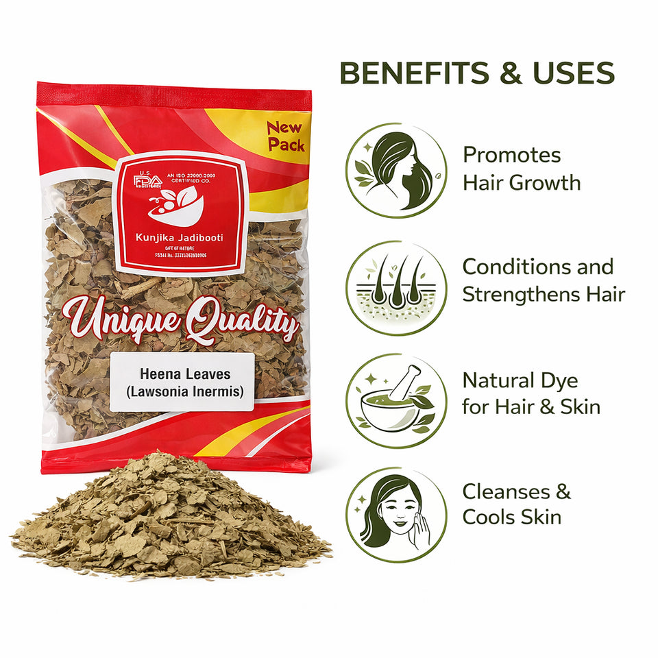 Kunjika Jadibooti Mehandi Leaves | Henna Mehandi Leaves | Whole Natural Pure Henna Leaves - 100 gm