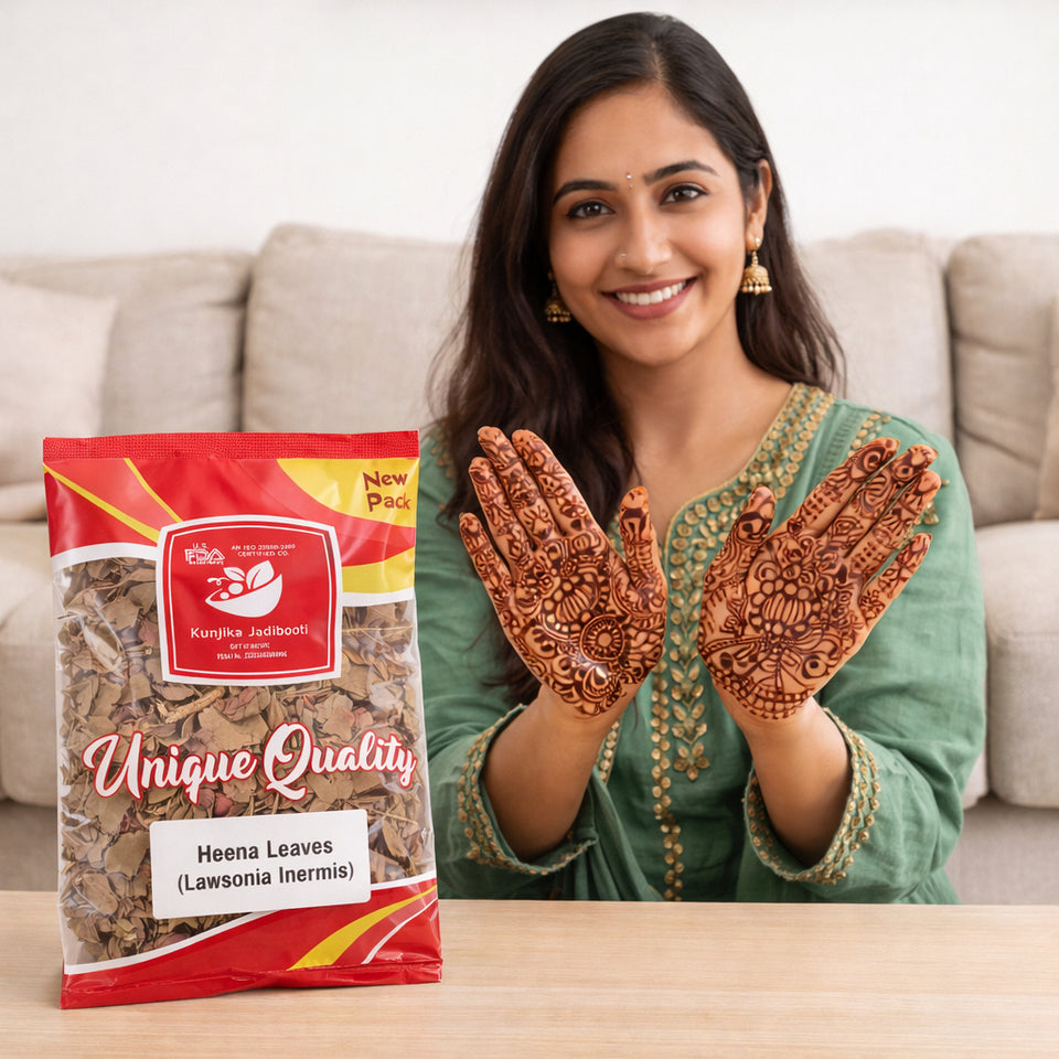 Kunjika Jadibooti Mehandi Leaves | Henna Mehandi Leaves | Whole Natural Pure Henna Leaves - 100 gm