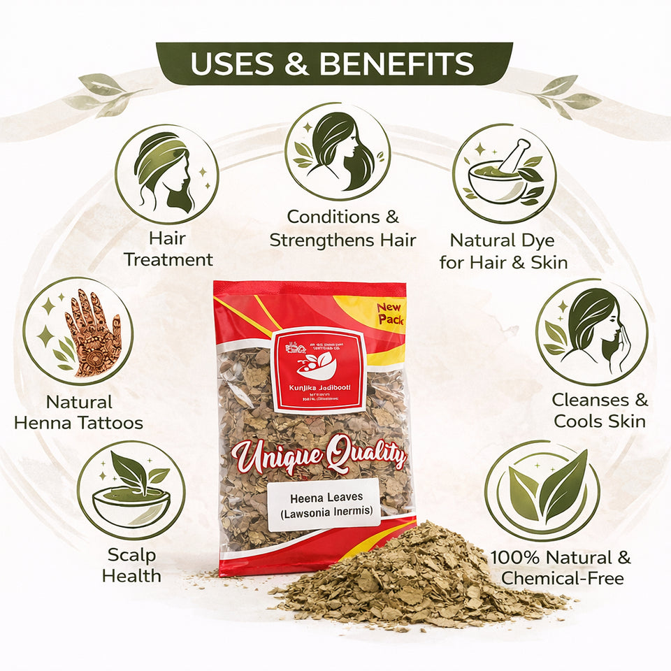 Kunjika Jadibooti Mehandi Leaves | Henna Mehandi Leaves | Whole Natural Pure Henna Leaves - 100 gm