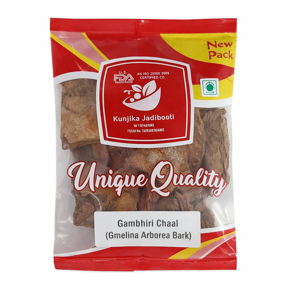 Kunjika Jadibooti Gambhari Chhal - Ghambar Chaal - Gambhari Ki Chhal - Gamhar Bark - Gmelina Arborea Bark - 100 gm