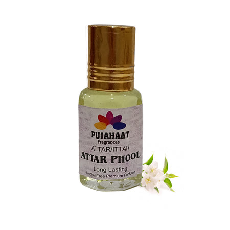 Pujahaat Premium Alcohol-Free Attar | Ittar 6ml, Long-Lasting Travel Size Roll-On, Best Floral Attar Fragrance Oil - Attar Phool