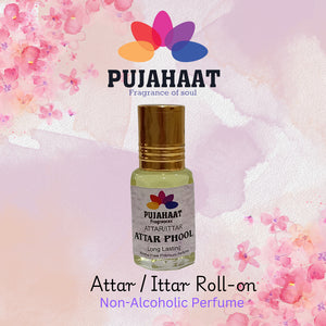 Pujahaat Premium Alcohol-Free Attar | Ittar 6ml, Long-Lasting Travel Size Roll-On, Best Floral Attar Fragrance Oil - Attar Phool