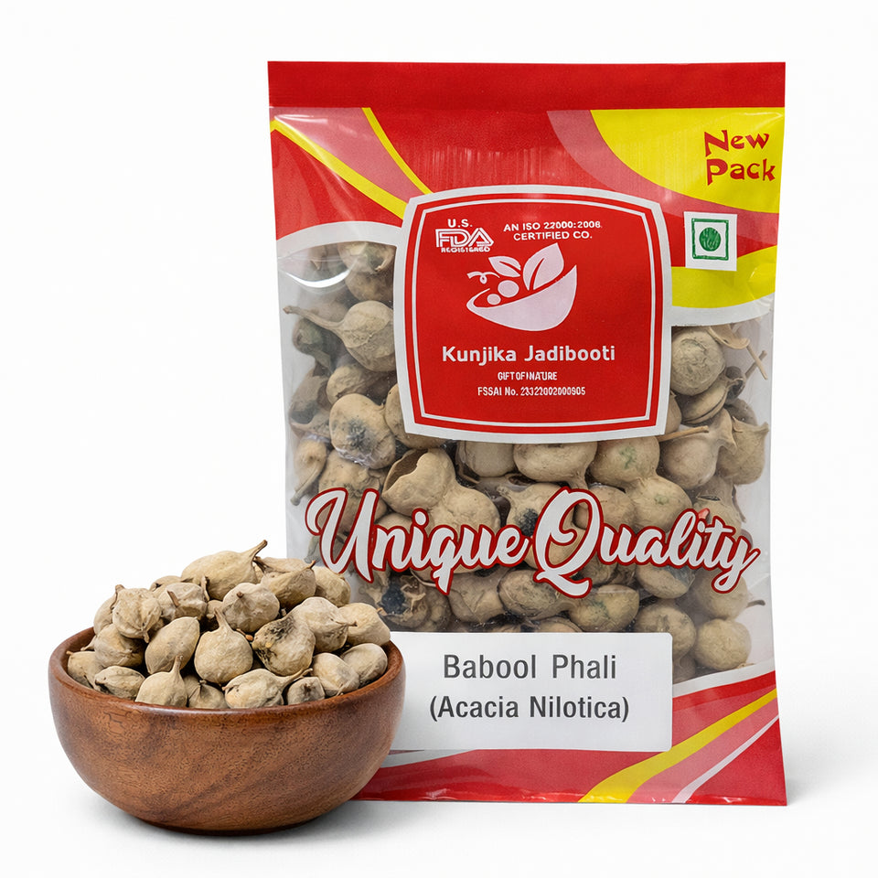 Kunjika Jadibooti Organic Babool Phali whole | Kikar phali fali Raw For Joint pain | Acacia Arabica whole 100 gm
