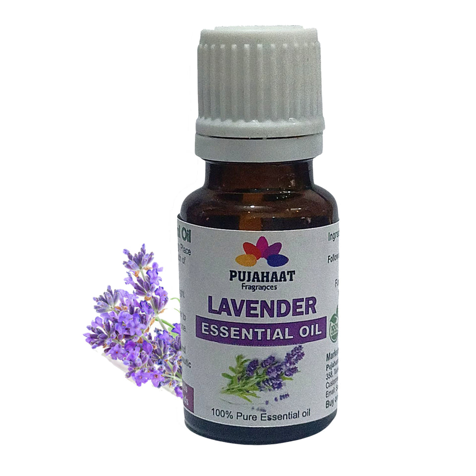 Pujahaat Lavender Essential Oil for Healthy Hair & Growth, Skin, Hair Fall Control and Relaxing Sleep| Lavandula Angustifolia | 100% Pure, Natural, Undiluted - Vegan & Cruelty free - 15 ml