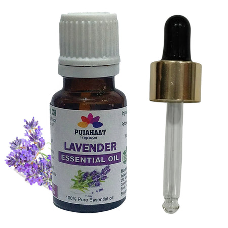 Pujahaat Lavender Essential Oil for Healthy Hair & Growth, Skin, Hair Fall Control and Relaxing Sleep| Lavandula Angustifolia | 100% Pure, Natural, Undiluted - Vegan & Cruelty free - 15 ml