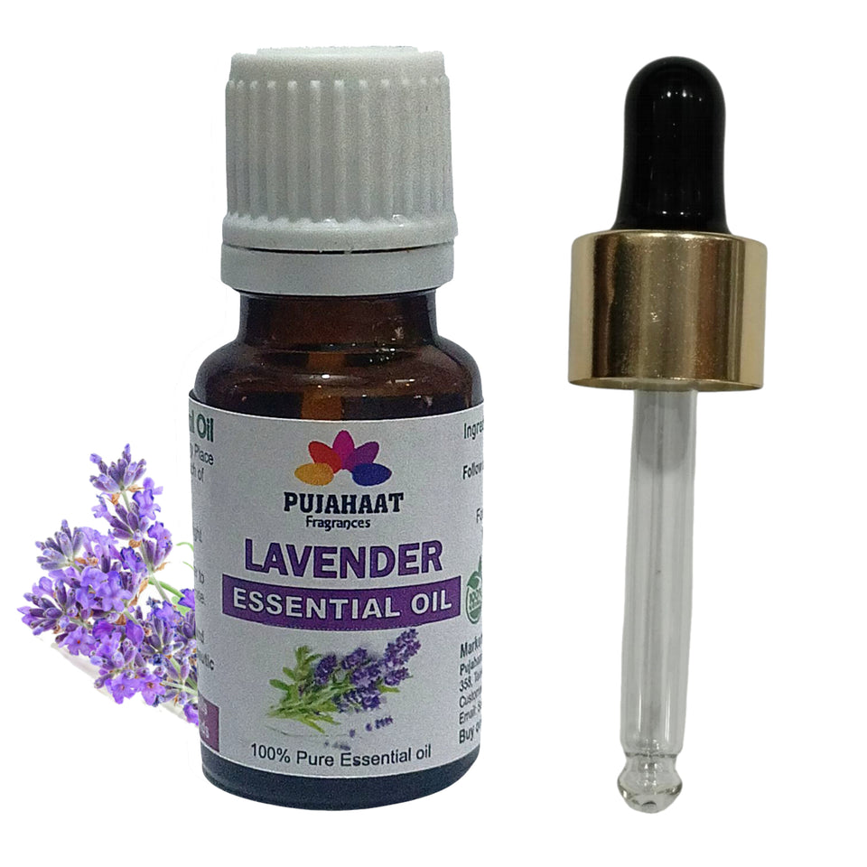Pujahaat Lavender Essential Oil for Healthy Hair & Growth, Skin, Hair Fall Control and Relaxing Sleep| Lavandula Angustifolia | 100% Pure, Natural, Undiluted - Vegan & Cruelty free - 15 ml