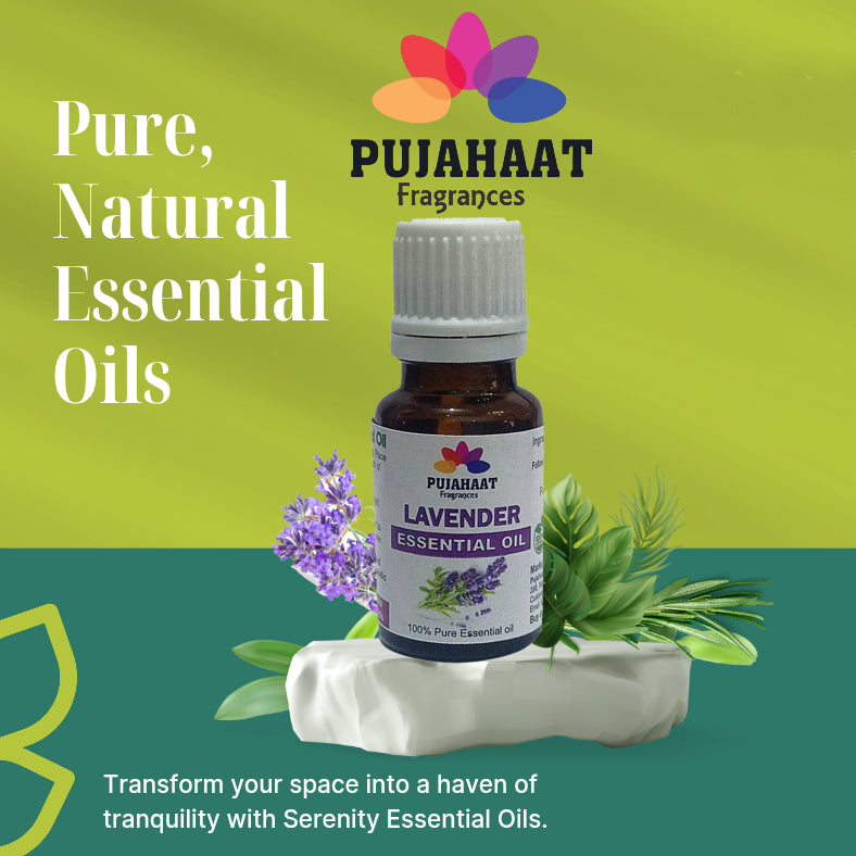 Pujahaat Lavender Essential Oil for Healthy Hair & Growth, Skin, Hair Fall Control and Relaxing Sleep| Lavandula Angustifolia | 100% Pure, Natural, Undiluted - Vegan & Cruelty free - 15 ml