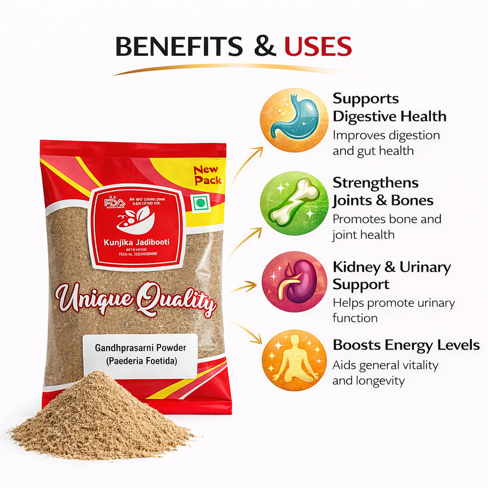 Kunjika Jadibooti Gandh Prasarni Powder - Gandha Prasarini - Gandh Prasaarani - Lokolast - Bhadai Lota - Gandhali - Prasarini - Paederia Foetida Powder - 100 gm