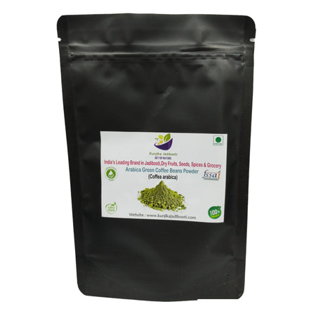 Kunjika Jadibooti Unroasted Arabica Green Coffee Powder - Caffeine Free - Vegan Natural Immunity Booster and Weight Management Powder - 100 gm