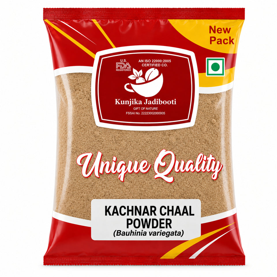 Kunjika Jadibooti Kachnar Chhal Powder - Kachnar Ki Chaal - Kachnaar Chhal - Bauhinia Variegata Bark - Orchid Tree Bark Powder - 100 gm