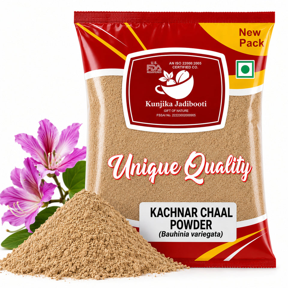Kunjika Jadibooti Kachnar Chhal Powder - Kachnar Ki Chaal - Kachnaar Chhal - Bauhinia Variegata Bark - Orchid Tree Bark Powder - 100 gm