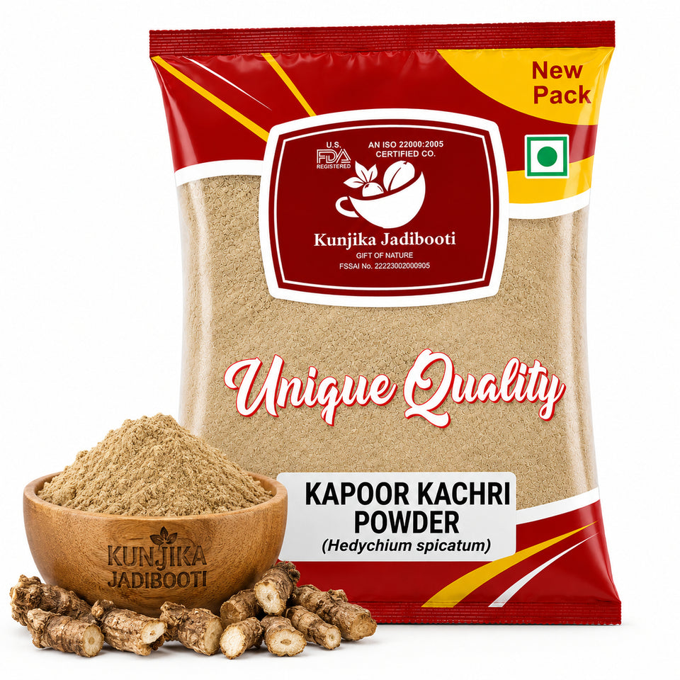 Kunjika Jadibooti  Kapoor Kachri Powder - Kapur Kachri - kachli - Ginger Lily - karchuralu - Hedychium Spicatum - Ekangi - Spiked Gingen Lily Powder - 100 gm