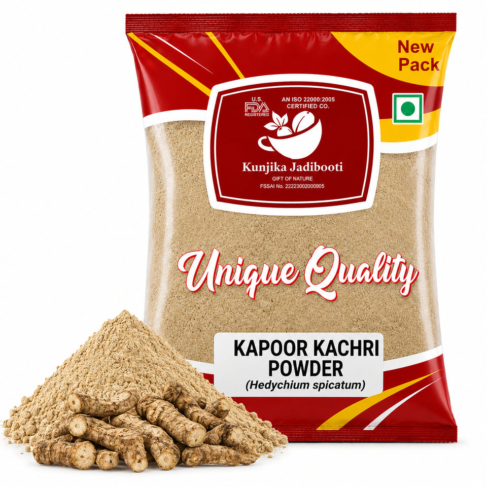 Kunjika Jadibooti  Kapoor Kachri Powder - Kapur Kachri - kachli - Ginger Lily - karchuralu - Hedychium Spicatum - Ekangi - Spiked Gingen Lily Powder - 100 gm
