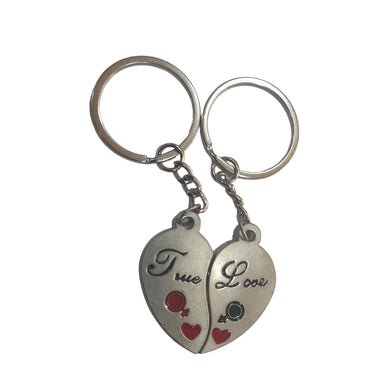 Love Heart Magnet Couple Keychain (Set of 2 keychains) (Silver) Metal Keychain for Men and Women for Bags, Pouches, Car, Bike, gifting (Key Chain & Keyring) Broken Heart