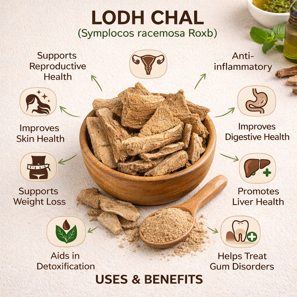 Kunjika Jadibooti Lodhra Bark | Lodhra Chhal | Lodh Pathani | Symplocos Racemosa Bark | Pathani Lodh - 100 gm