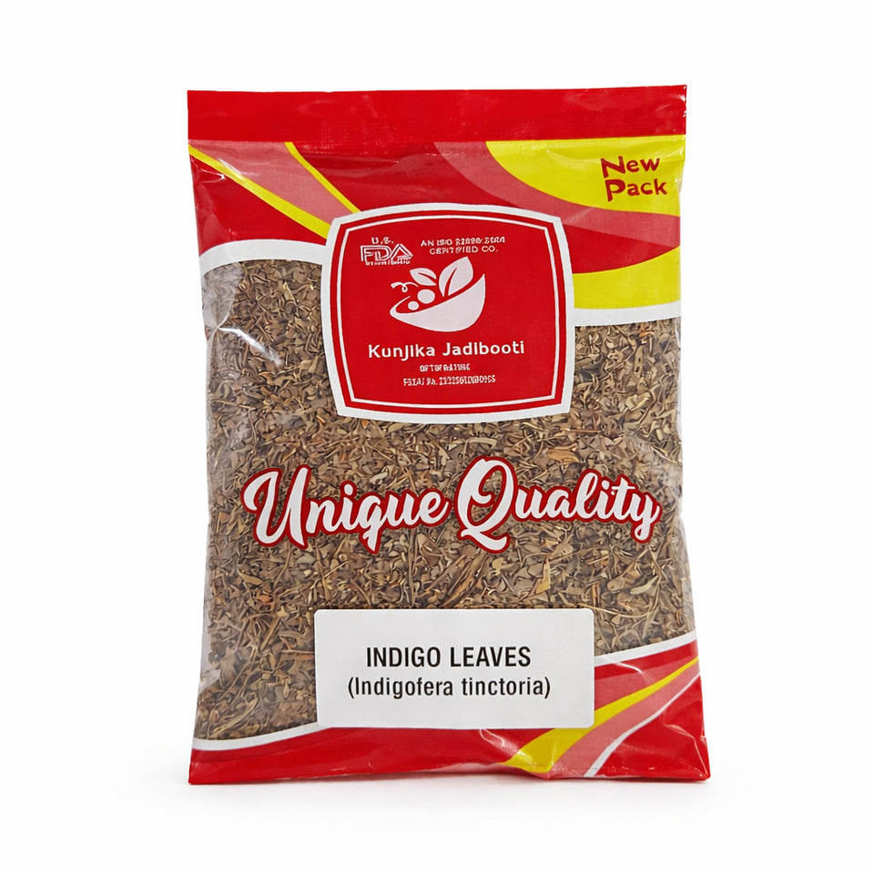Kunjika Jadibooti Indigo Leaves | For Natural Hair Colour, Smooth & Shiny Hair | Fresh Dry Raw Herbs, Ayurvedic Jadibooti - 100 gm