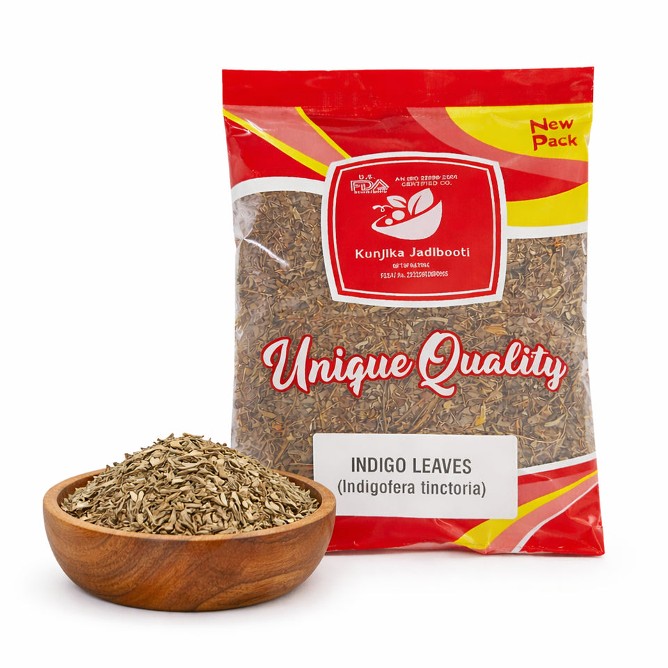 Kunjika Jadibooti Indigo Leaves | For Natural Hair Colour, Smooth & Shiny Hair | Fresh Dry Raw Herbs, Ayurvedic Jadibooti - 100 gm