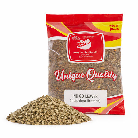 Kunjika Jadibooti Indigo Leaves | For Natural Hair Colour, Smooth & Shiny Hair | Fresh Dry Raw Herbs, Ayurvedic Jadibooti - 100 gm