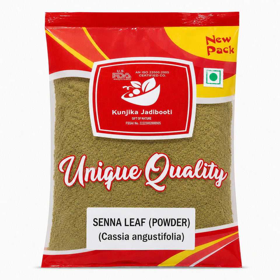 Kunjika Jadibooti Senna Leaves Powder | Nilavarai | Sanay | Cassia angustifolia | Alexandrina| Cassia Angustifolia| Sonamukhi Patta| Sanay Patti |Sonamukhi Leaves Powder 100 gm