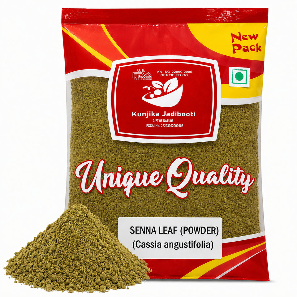 Kunjika Jadibooti Senna Leaves Powder | Nilavarai | Sanay | Cassia angustifolia | Alexandrina| Cassia Angustifolia| Sonamukhi Patta| Sanay Patti |Sonamukhi Leaves Powder 100 gm