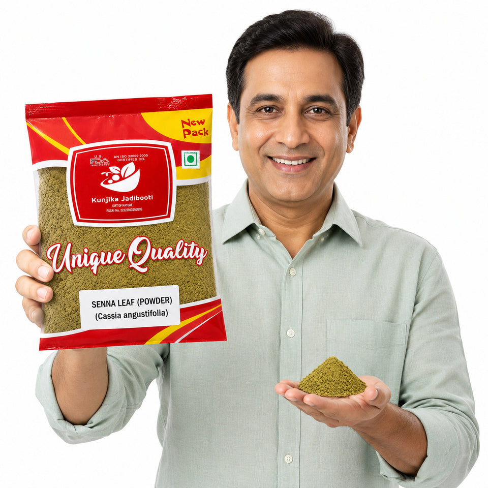 Kunjika Jadibooti Senna Leaves Powder | Nilavarai | Sanay | Cassia angustifolia | Alexandrina| Cassia Angustifolia| Sonamukhi Patta| Sanay Patti |Sonamukhi Leaves Powder 100 gm