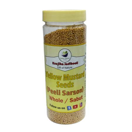 Kunjika Jadibooti Yellow Mustard Seeds / Peeli Sarson Pesticides Free | Indian Spices & Masala| Indian Spices & Masala - 200 gm