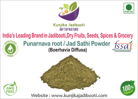 Kunjika Jadibooti Punarnava Powder - Punarnava Root - Sathi Jadd - Boerhaavia Diffusa Root - Spreading Hogweed Powder - 100 gm