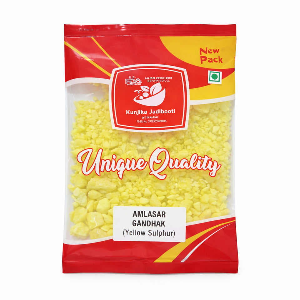 Kunjika Jadibooti Amlasar Gandhak - Amla Sar Gandhak - Sulphur - Gandakam - Yellow Sulphur - 100 gm