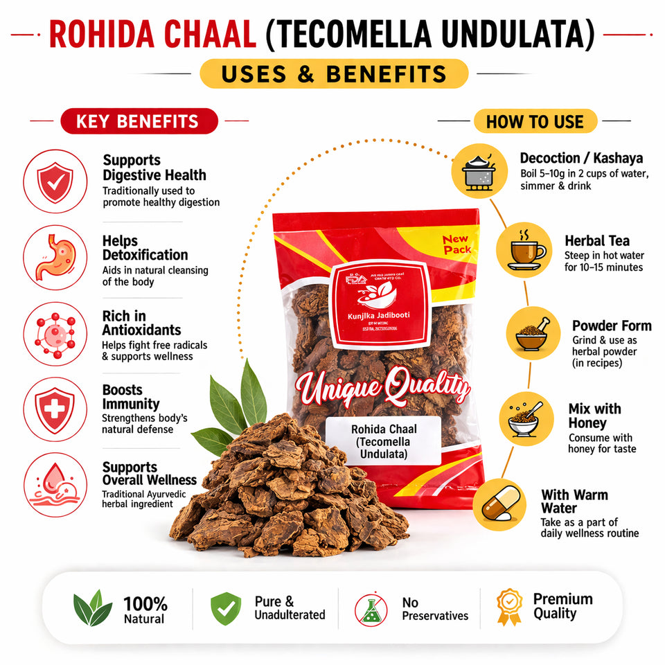 Kunjika Jadibooti Rohida Chhal-Rohira Chaal-Raw Herbs-Rohitak Chal-Single Herbs-Jadi Buti - 100 gm