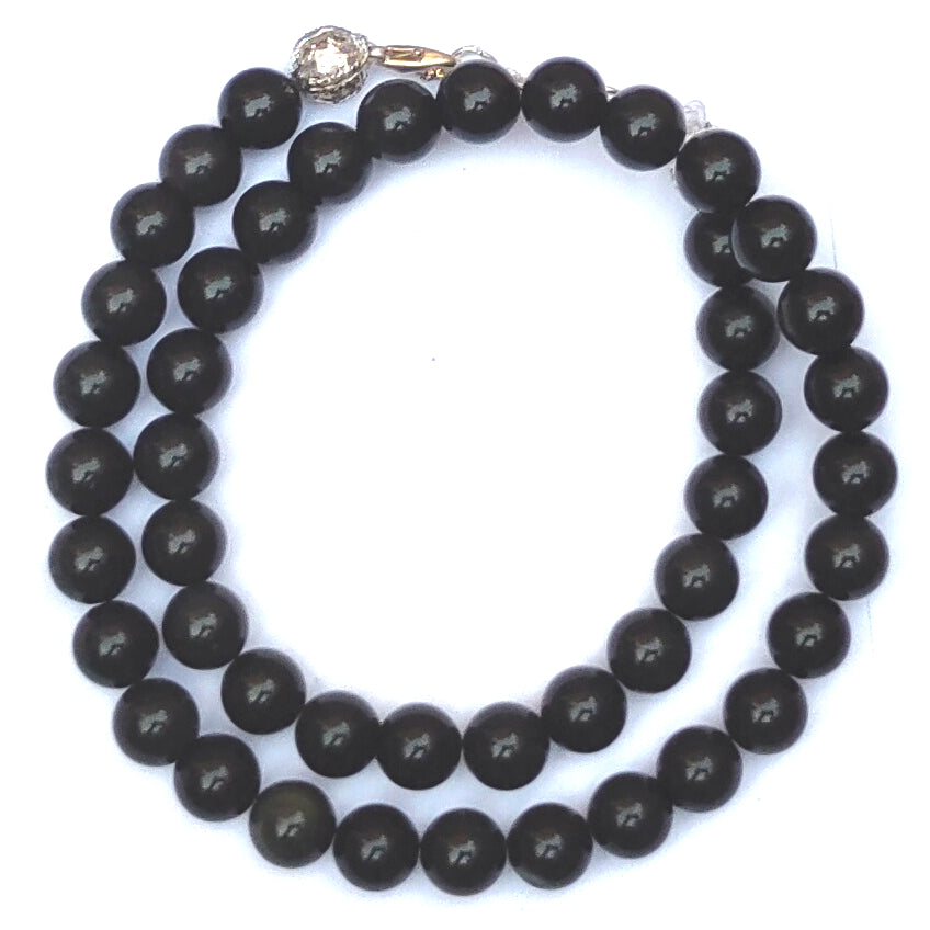 Black Onyx Crystal Round Beads Necklace 15 Inches 8mm Beads Semi precious Mala