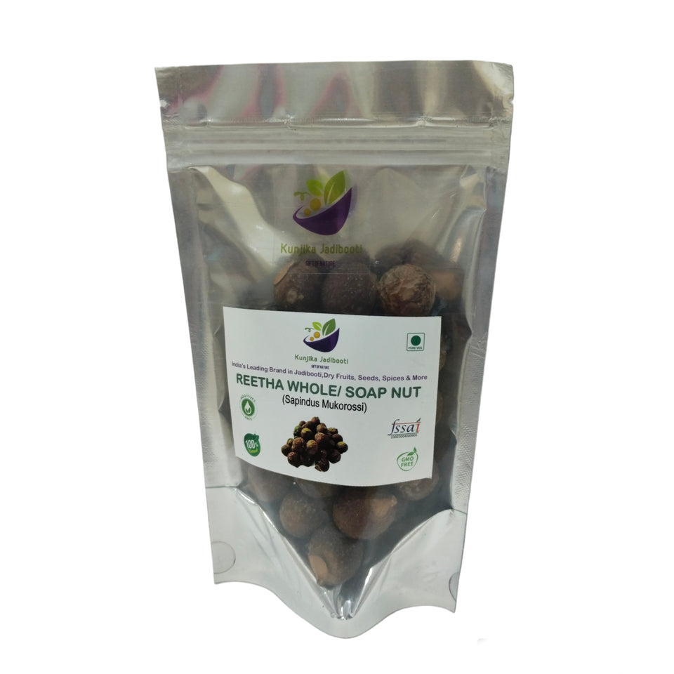Kunjika Jadibooti Dried Whole Reetha | Aritha| Soapnut Whole | Sapindus Mukorossi | Dried Raw Whole Reetha Nuts Aritha Herbal Soap Nuts (100 GM)